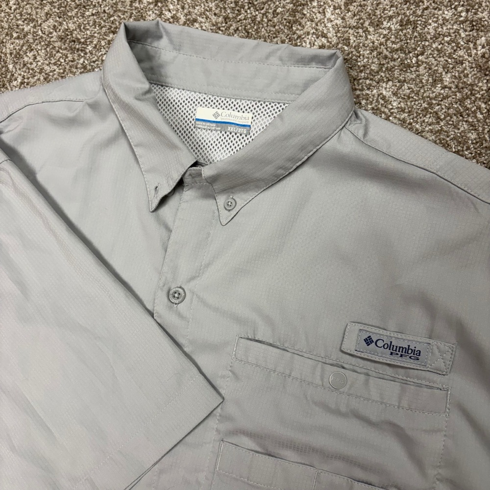 Columbia PFG Tamiami II Shirt Mens XXL Gray Omni-Shade Fishing SS Ripstop
